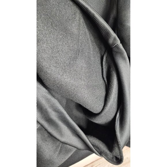 Solid Black 100% Polyester Long Sleeve Hooded Sweatshirt with Drawstring - Picture 5 of 10